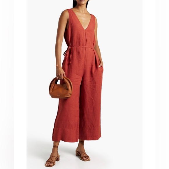 Joie Pants - NEW JOIE - Brier cropped pleated linen jumpsuit